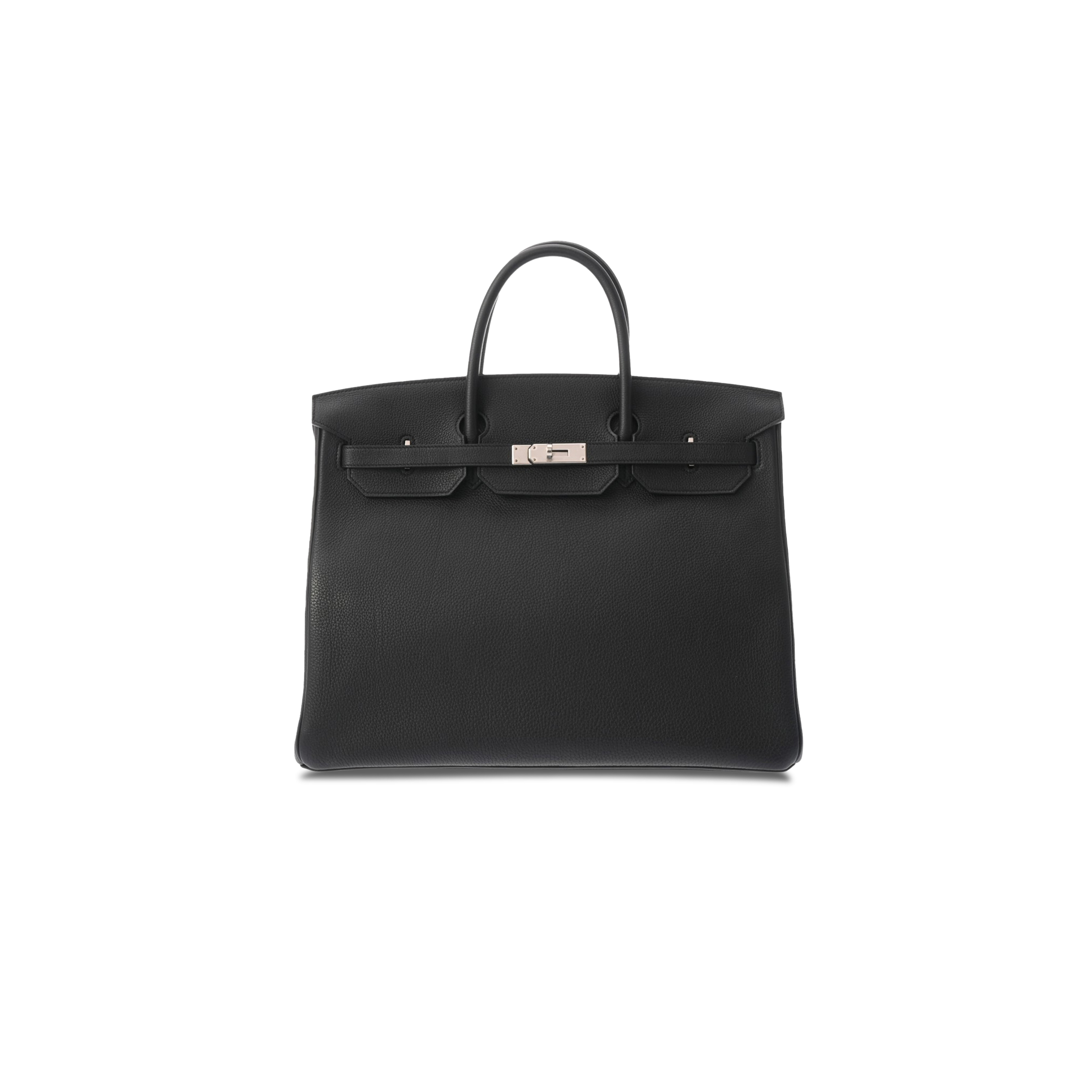 HERMES MASTER BIRKIN 40 BOX NOIR BLACK LEATHER SILVER BUCKLE BAG 635330 (40*30*21cm)